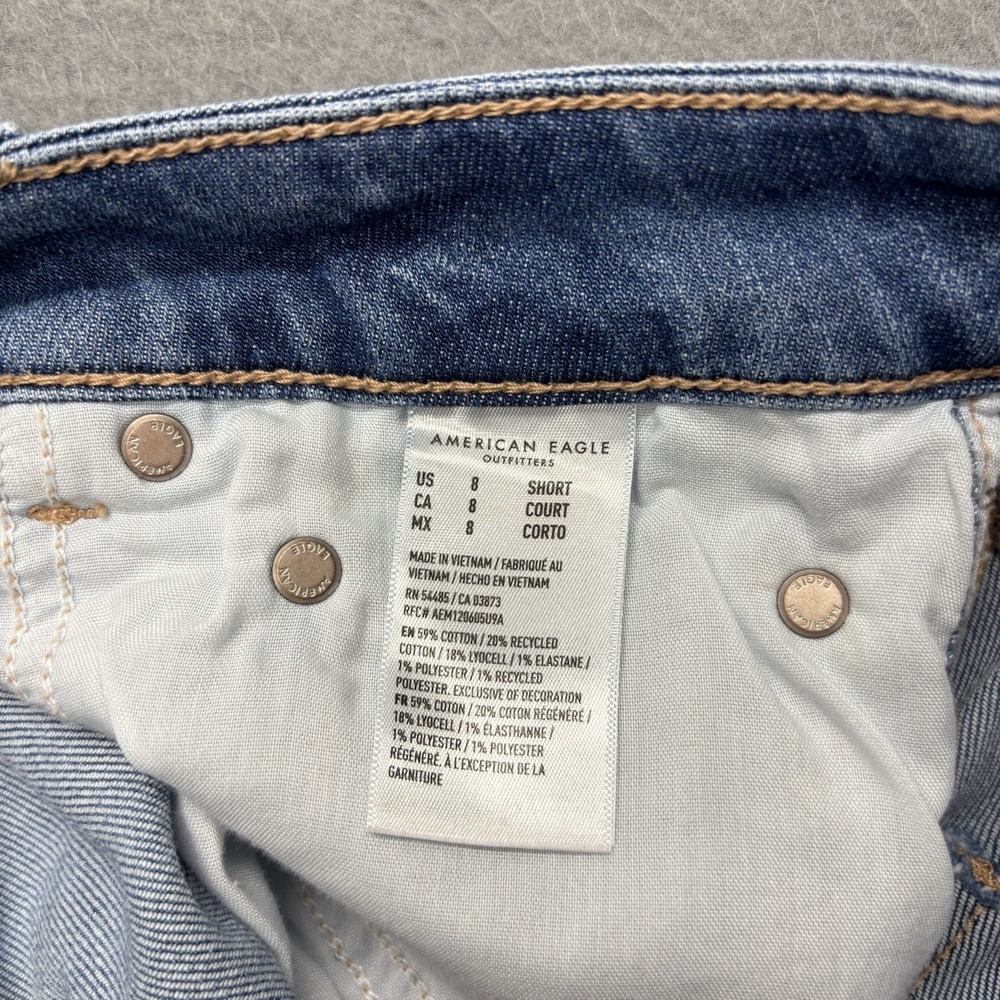 American Eagle Low Rise Baggy Jeans Wide Leg Womens 8 Short Blue Stretch Y2K - Picture 9 of 16